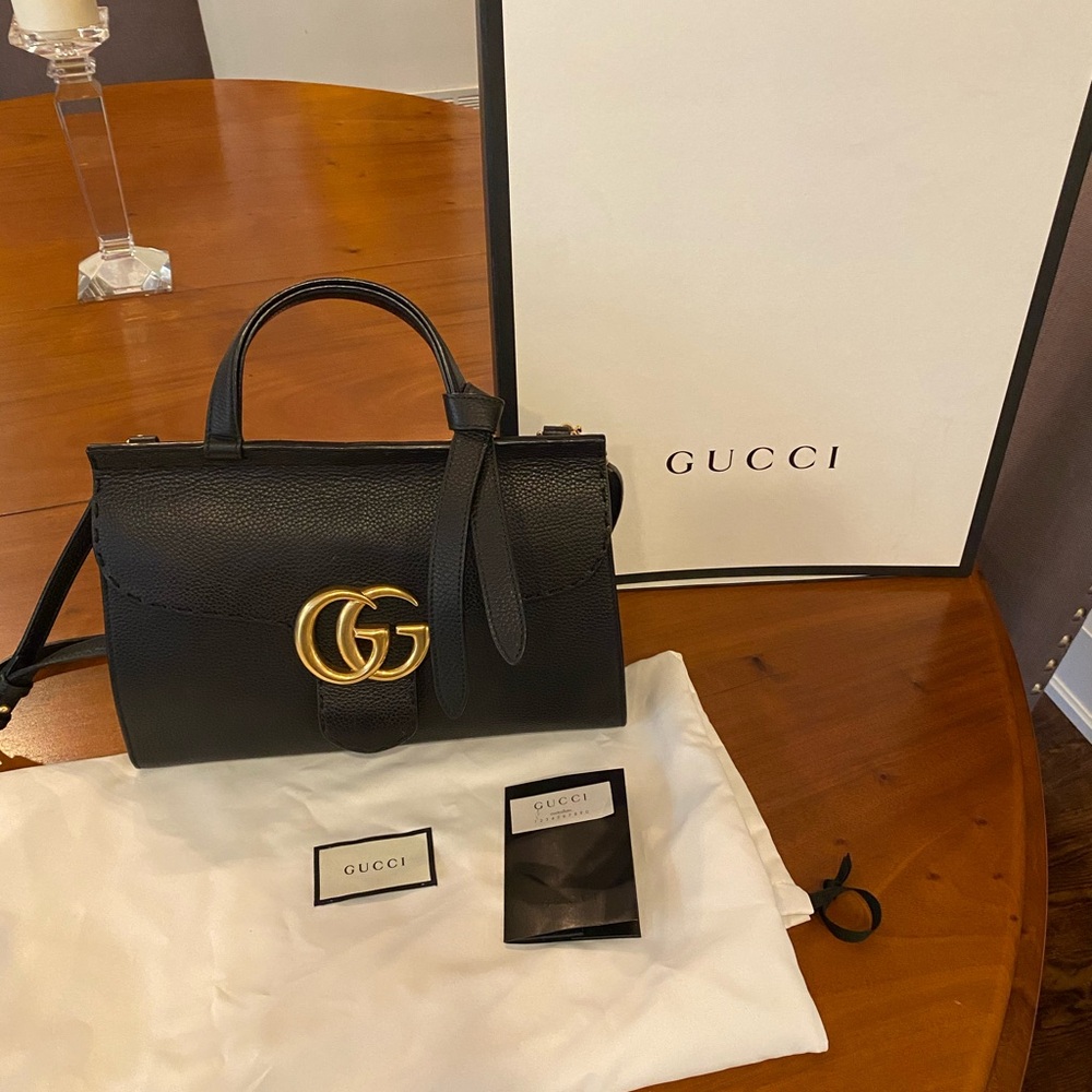 Gucci Black Satchel with Gold Accent